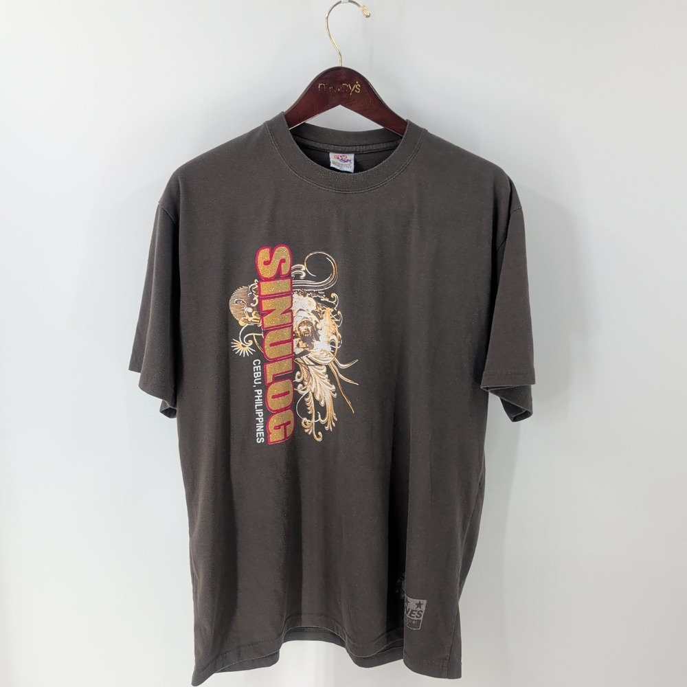 Vtg Dibuho Sinulog Festival Philippines Graphic T-Shirt Grayish-Brown‎ Size 2XL